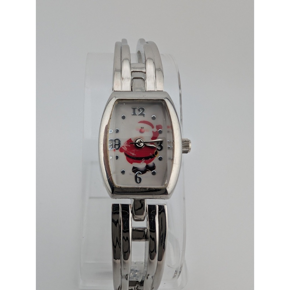 Santa Claus Watch Women 19mm Case Silver 7.25" Band- New‎ Battery